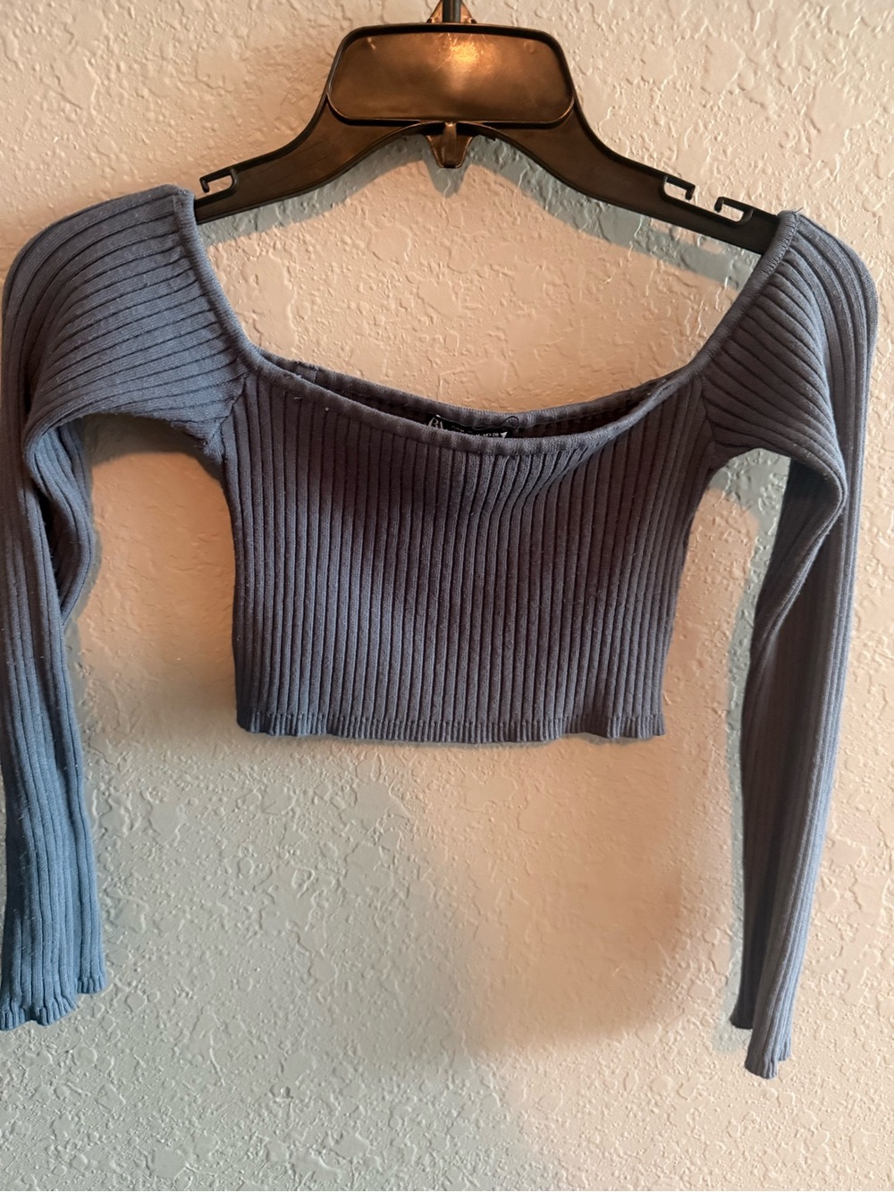 Zara Long Sleeve Crop Top - Slate Blue